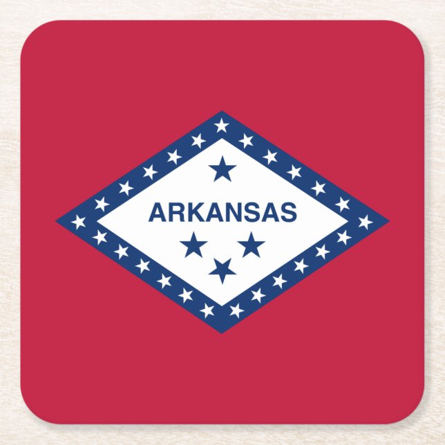 Posavasos Cuadrado De Papel Bandera estatal de Arkansas (Anverso)