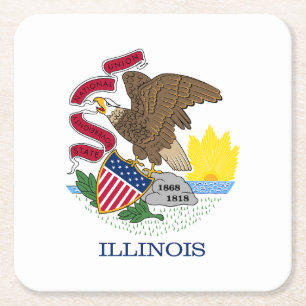 Posavasos Cuadrado De Papel Bandera Estatal de Illinois