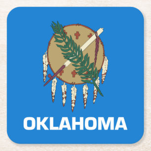 Posavasos Cuadrado De Papel Bandera estatal de Oklahoma