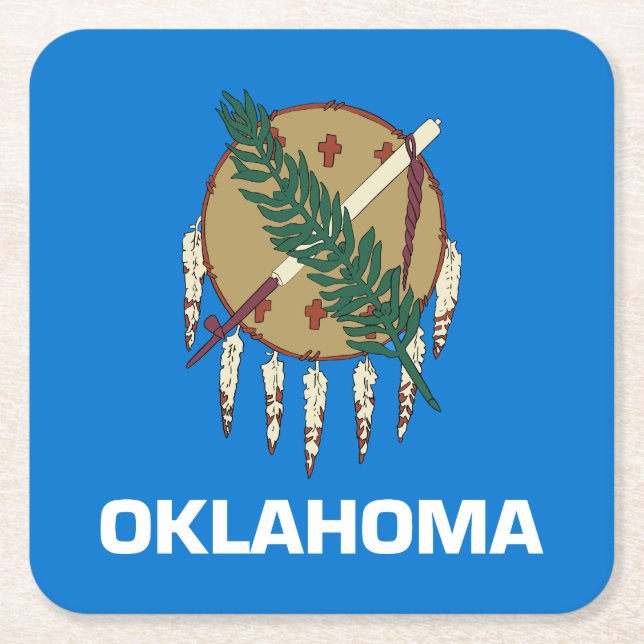 Posavasos Cuadrado De Papel Bandera estatal de Oklahoma (Anverso)