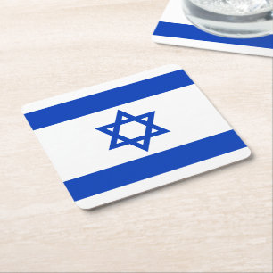 Posavasos Cuadrado De Papel Bandera israelí moderna patriótica
