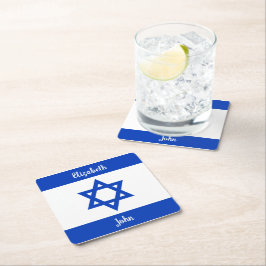 Posavasos Cuadrado De Papel Bandera israelí personalizada