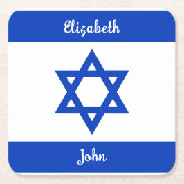Posavasos Cuadrado De Papel Bandera israelí personalizada