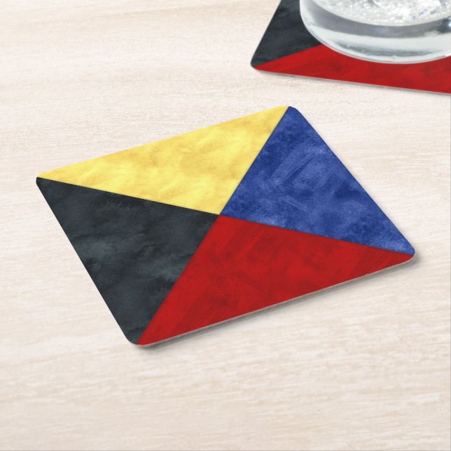 Posavasos Cuadrado De Papel Bandera marítima de señal náutica (En perspectiva)