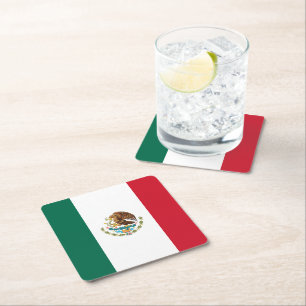 Posavasos Cuadrado De Papel Bandera Mexicana
