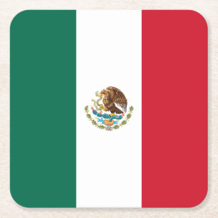 Posavasos Cuadrado De Papel Bandera Mexicana