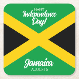 Posavasos Cuadrado De Papel Bandera nacional de Jamaica por el Día de la Indep