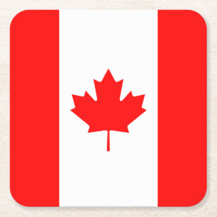 Posavasos Cuadrado De Papel Bandera Nacional Patriótica de CANADÁ
