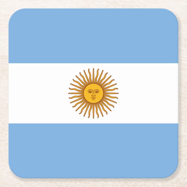 Posavasos Cuadrado De Papel Bandera Patriótica Argentina (Anverso)