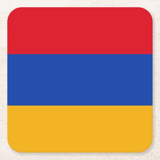 Posavasos Cuadrado De Papel Bandera patriótica armenia (Anverso)