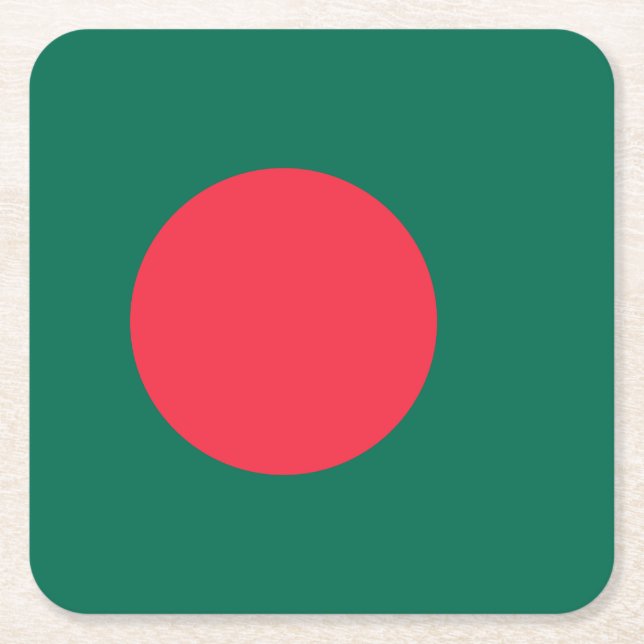 Posavasos Cuadrado De Papel Bandera patriótica bangladesí (Anverso)