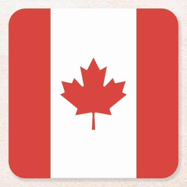 Posavasos Cuadrado De Papel Bandera Patriótica Canadiense (Anverso)