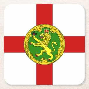 Posavasos Cuadrado De Papel Bandera patriótica de Alderney