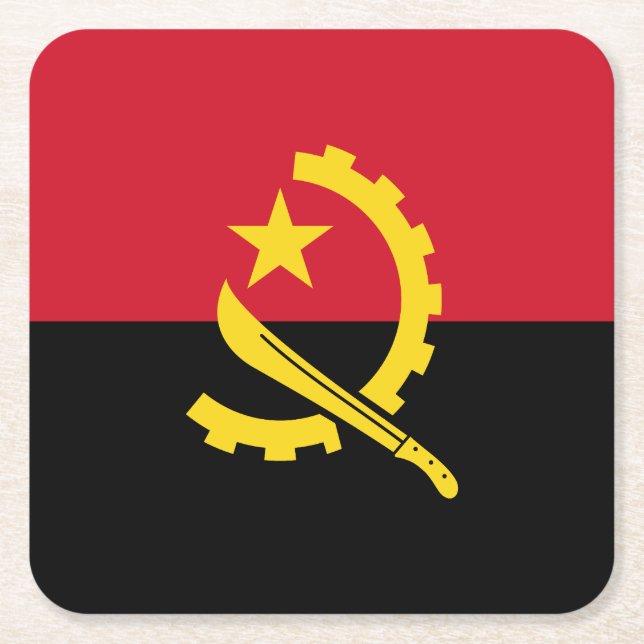 Posavasos Cuadrado De Papel Bandera Patriótica de Angola (Anverso)