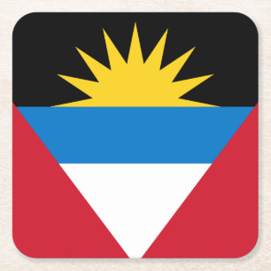 Posavasos Cuadrado De Papel Bandera Patriótica de Antigua y Barbuda