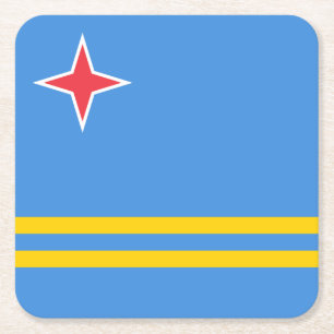 Posavasos Cuadrado De Papel Bandera patriótica de Aruba