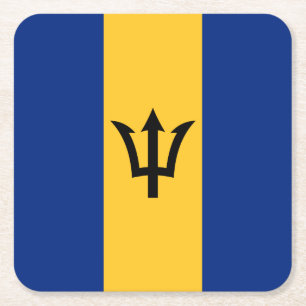 Posavasos Cuadrado De Papel Bandera Patriótica de Barbados