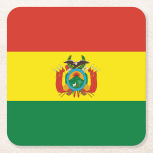 Posavasos Cuadrado De Papel Bandera Patriótica de Bolivia