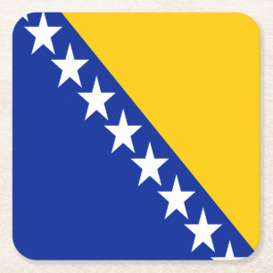 Posavasos Cuadrado De Papel Bandera patriótica de Bosnia Herzegovina