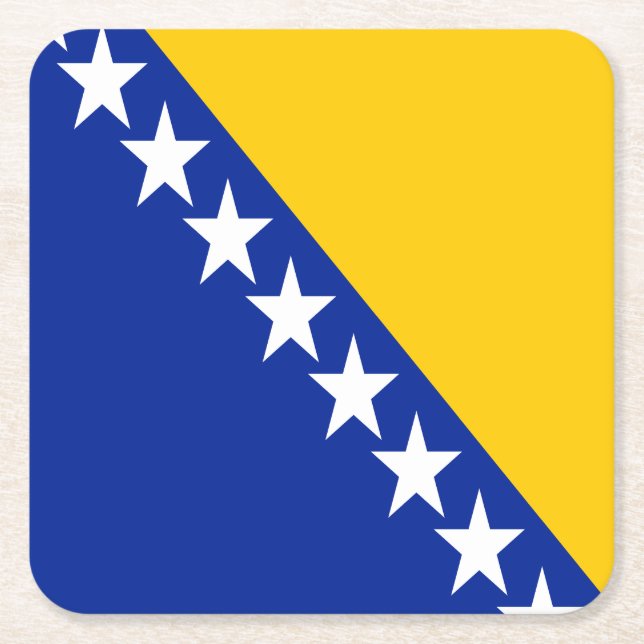 Posavasos Cuadrado De Papel Bandera patriótica de Bosnia y Herzegovina (Anverso)