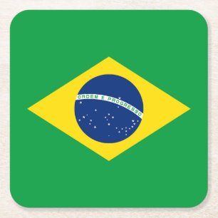 Posavasos Cuadrado De Papel Bandera Patriótica de Brasil
