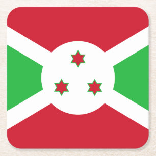 Posavasos Cuadrado De Papel Bandera patriótica de Burundi