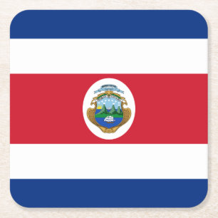 Posavasos Cuadrado De Papel Bandera Patriótica de Costa Rica