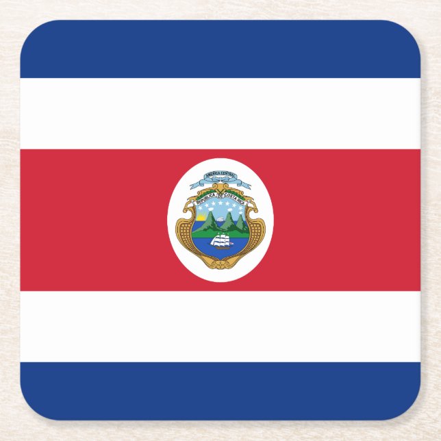 Posavasos Cuadrado De Papel Bandera Patriótica de Costa Rica (Anverso)