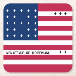 Posavasos Cuadrado De Papel Bandera patriótica del atolón Bikini