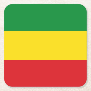 Posavasos Cuadrado De Papel Bandera Rastafari Rasta Etíope