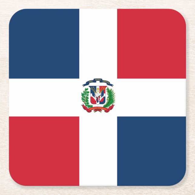 Posavasos Cuadrado De Papel Bandera: República Dominicana (Anverso)