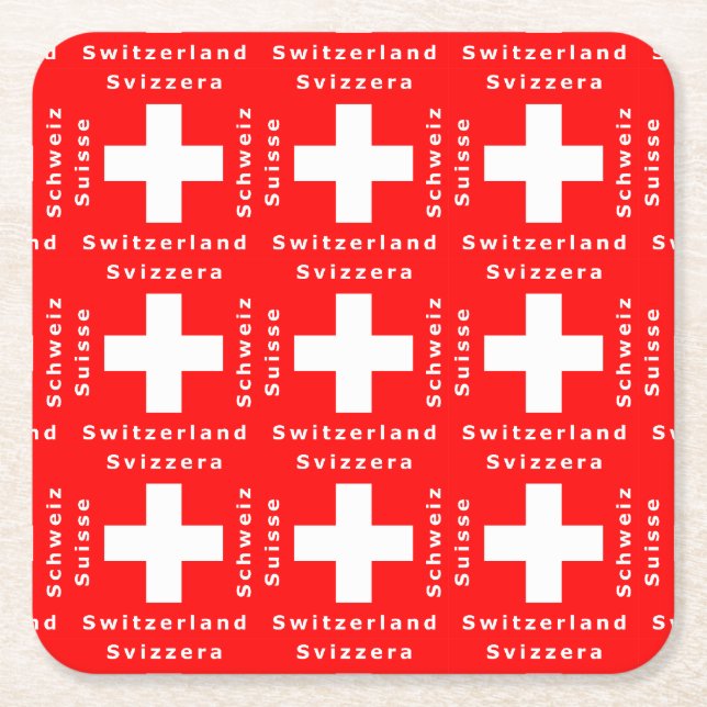 Posavasos Cuadrado De Papel Bandera suiza Suiza Schweiz Suisse Bundesfeier (Anverso)