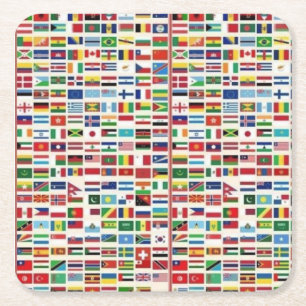 POSAVASOS CUADRADO DE PAPEL BANDERAS
