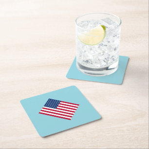 Posavasos Cuadrado De Papel Banderas americanas Fiesta Patriótica Coasters de