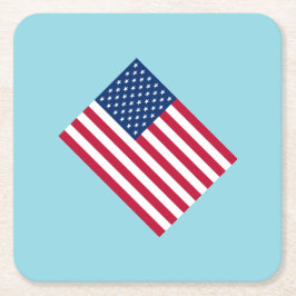 Posavasos Cuadrado De Papel Banderas americanas Fiesta Patriótica Coasters de 