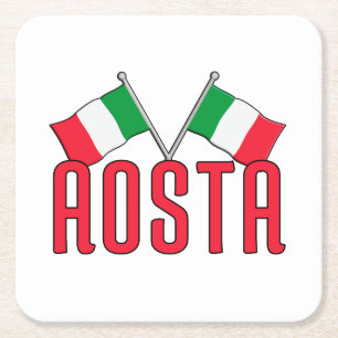 Posavasos Cuadrado De Papel Banderas de AOSTA Italia