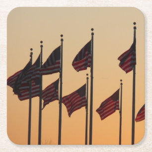Posavasos Cuadrado De Papel Banderas del Sunset American Patriotic USA