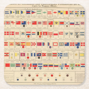 Posavasos Cuadrado De Papel Banderas, insignias