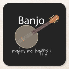 Posavasos Cuadrado De Papel Banjo me hace feliz