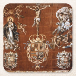 Posavasos Cuadrado De Papel Banner de la batalla española de Lepanto