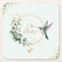 **Baño de bebé Pajarito colibrí Eucalipto Acuarela