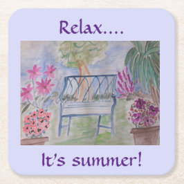 Posavasos Cuadrado De Papel Baño de jardín de verano