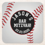 Posavasos Cuadrado De Papel Bar de béisbol Mitzvah Red Black<br><div class="desc">Máster de papel Mitzvah del Bar de béisbol rojo,  blanco y negro personalizado.</div>