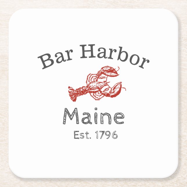 Posavasos Cuadrado De Papel "Bar Harbour" Maine Lobster (Anverso)