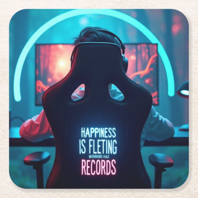 Posavasos Cuadrado De Papel Bar Mat: Ganar tiene registros (Anverso)