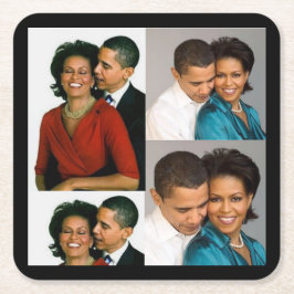 POSAVASOS CUADRADO DE PAPEL BARACK Y MICHELLE OBAMA