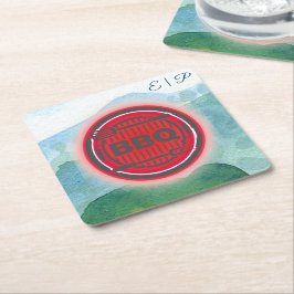 Posavasos Cuadrado De Papel Barbacoa de Boda acuarela