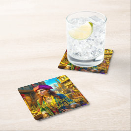 Posavasos Cuadrado De Papel Barbería San Francisco Pirate Paper Coaster