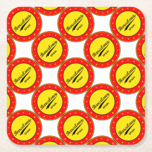 Posavasos Cuadrado De Papel Barcelona, España, círculo