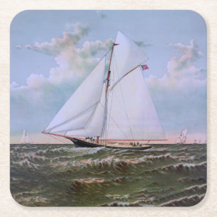 Posavasos Cuadrado De Papel Barco de vela antiguo